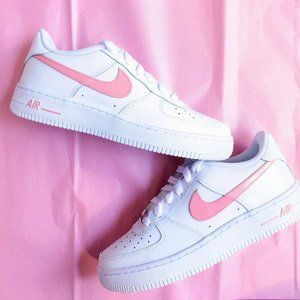Nike Air Force 1 Custom Low Pink Swoosh Casual Shoes Men Women Kids Sizes